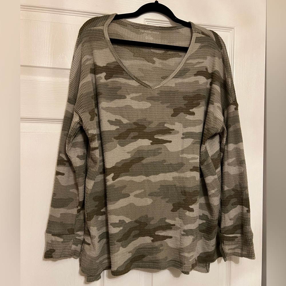 American Eagle Soft Camo Sweater Top